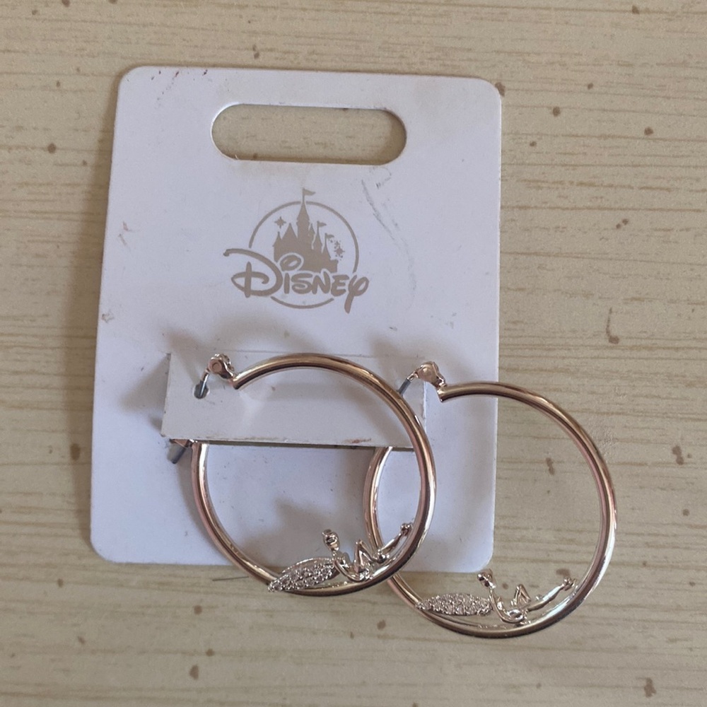 Disney tinker bell silver hoop earrings never worn